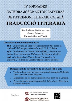 Cartell de les IV Jornades de la Càtedra Baixeras